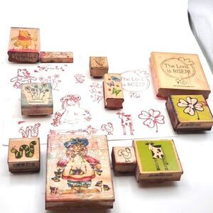 👋 Spring Stamp Set 11 Pc Easter Clover Flowers Etc | Used